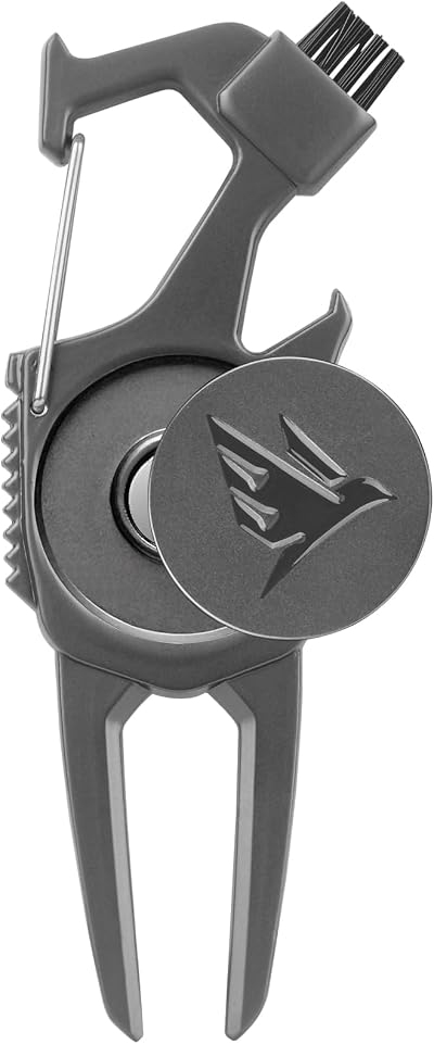 SWIFTEE 7 in 1 Golf Divot Tool with Club Holder Brush Bottle Opener Ball Marker