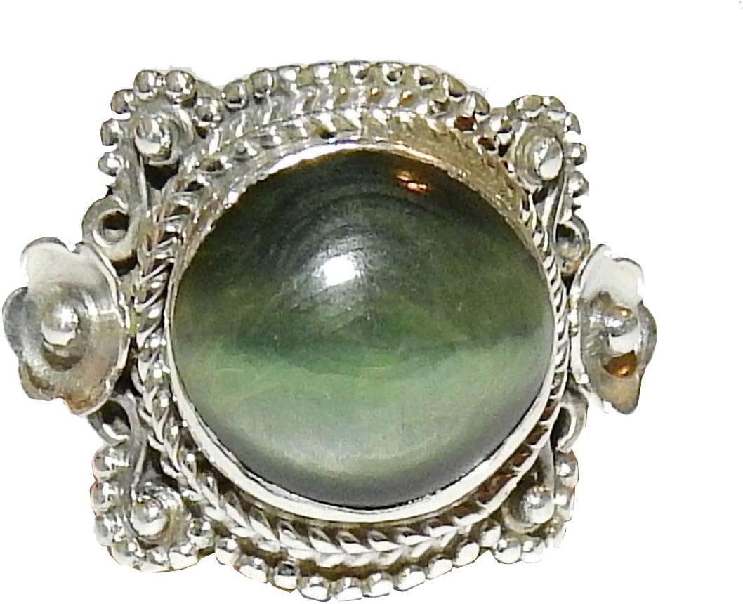 Cat's Eye Ring Natural Gemstone Healing Crystals Energy Size 8 CER002