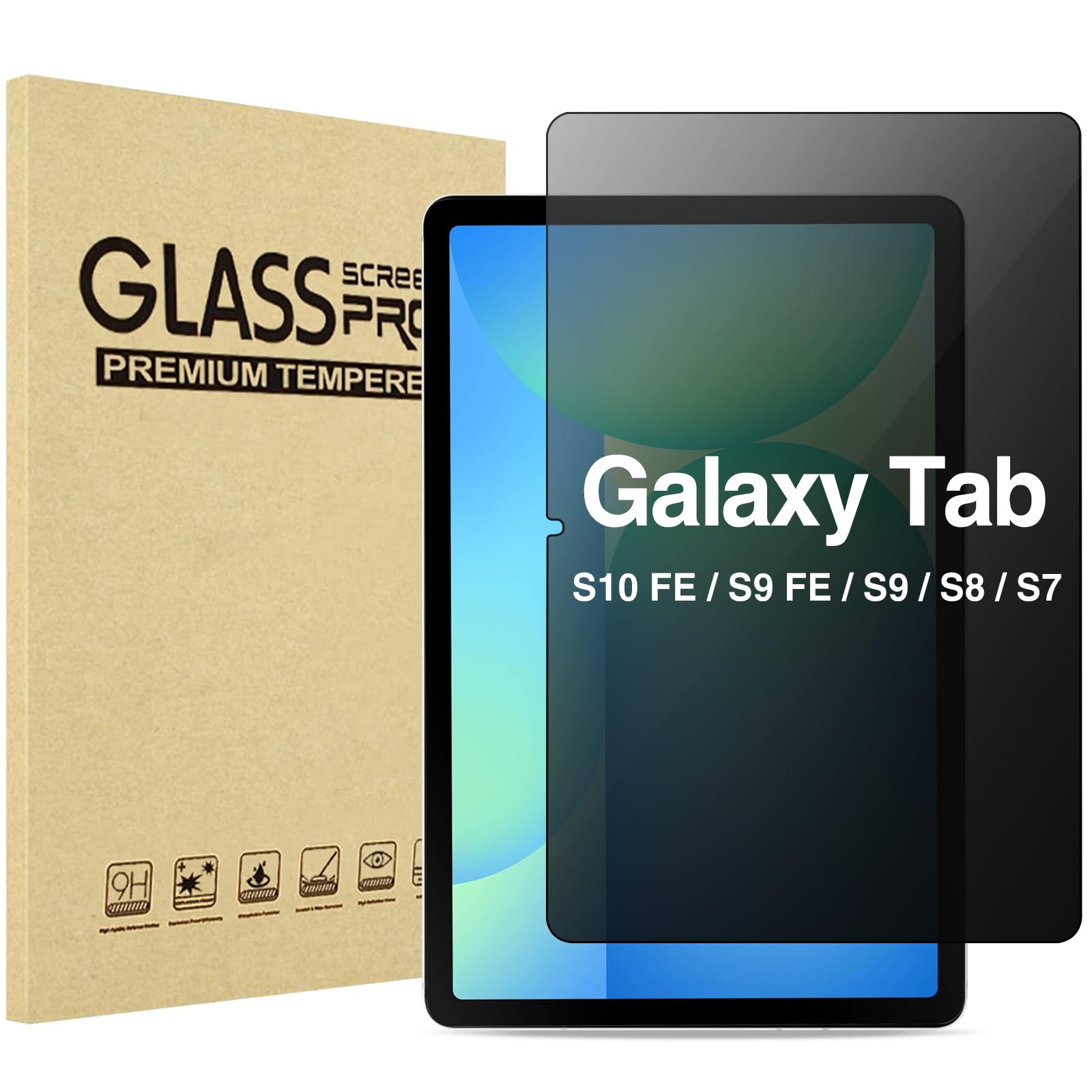 ProCase Privacy Screen Protector for Galaxy Tab S10 FE 2025/Tab S9 FE 10.9"/Tab S9 11" 2023/Tab S8 2022/Tab S7 2020, Anti-Spy Tempered Glass Film Guard for Tablet (SM-X520/X510/X710/X700/T870)