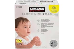 Kirkland Signature Diapers, Size 3 (16-28 Pounds), 222 Count