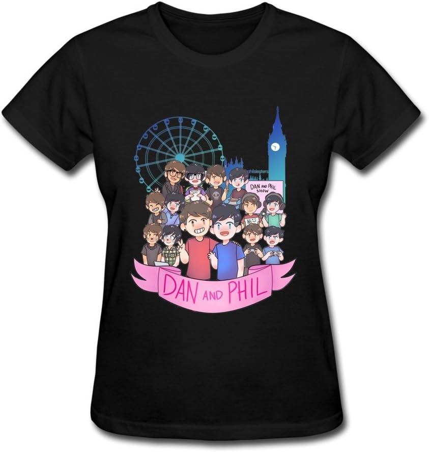 QMY Women's Dan And Phil The Amazing Book Is Not On Fire T-shirts Black