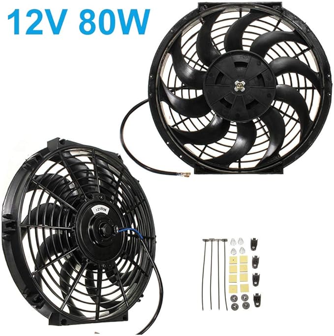 MASO 12" Universal Radiator Cooling Fan 12V 80W Electric Intercooler