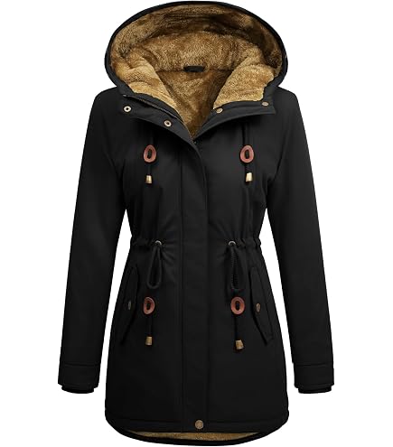 Nkgra Womens Winter Coats Thicken Fleece Lined Parka Coat