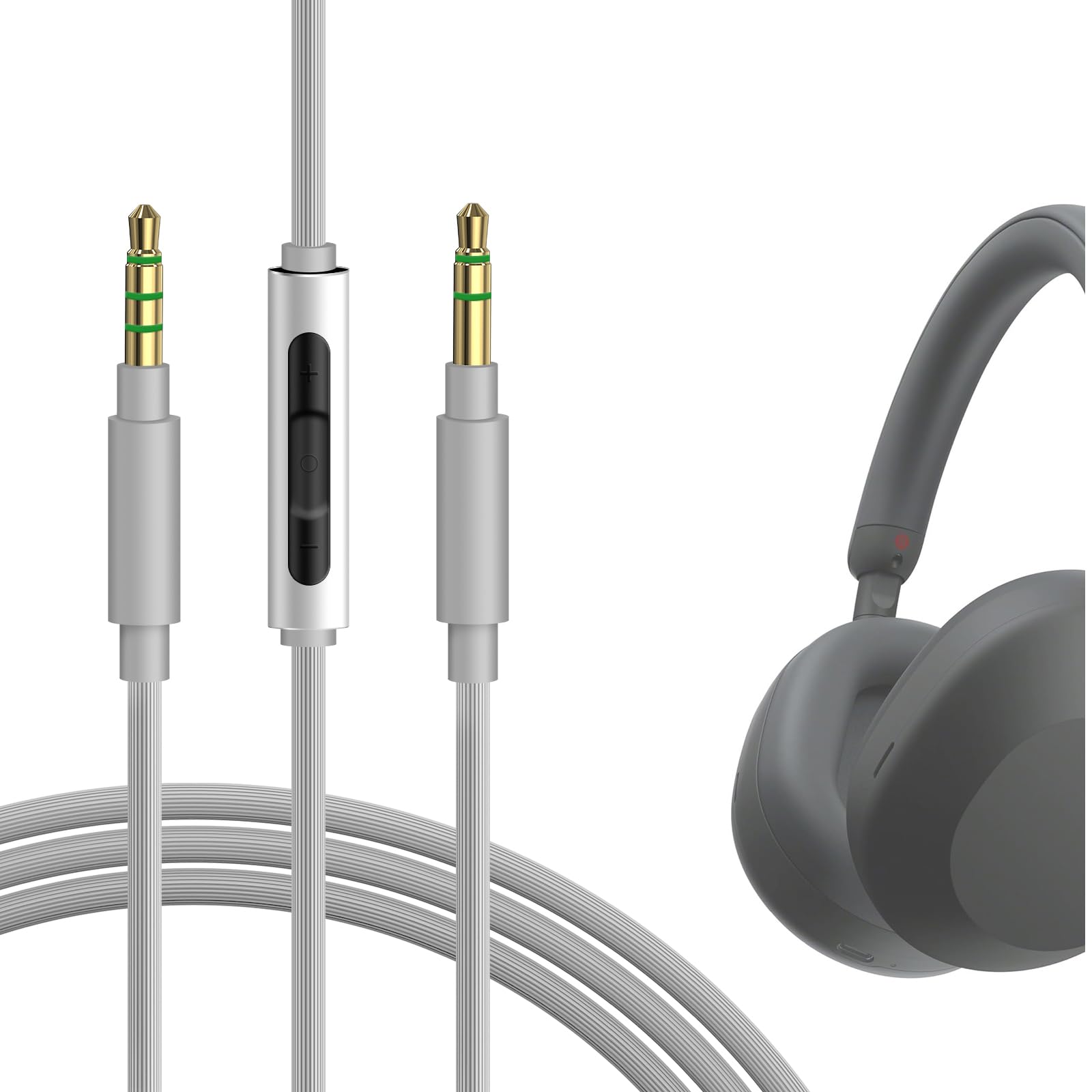 GEEKRIA Audio Cable with Mic Compatible with Sony ULT WEAR, WH-1000XM6/1000XM5/1000XM4, WH-CH720N Headphones, 3.5mm Replacement Stereo Cord with Inline Mic and Volume Control (4ft / 1.2m)