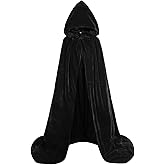 ALIZIWAY Hooded Cape Reversible Velvet Cloak Lined with Satin Renaissance Medieval Halloween Christmas Cosplay Costume
