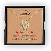 Vivkunulo Four Leaf Clover Necklace, 14K Gold Plated, Heart Magnetic Necklace, for Women, 15.8”+2”inch