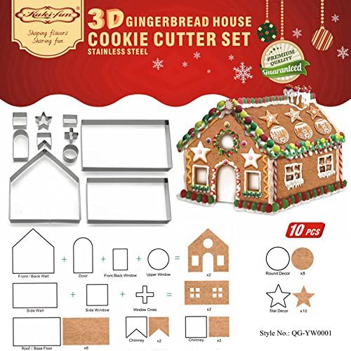 2017 Christmas Cookie House 3D stainless steel biscuit mold Christmas gingerbread house baking tools