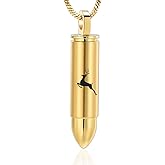 Yinplsmemory Cremation Jewelry for Ashes Locket Deer Bullet Pendant Urn Necklace for Ashes Keepsake Memorial Jewelry for Ashes for Dad Papa