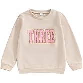 Lamuusaa Toddler Baby Girl Boy Birthday Outfit One/Two/Three/Four/Five/Six Embroidery Sweatshirt Shirts Birthday Gift
