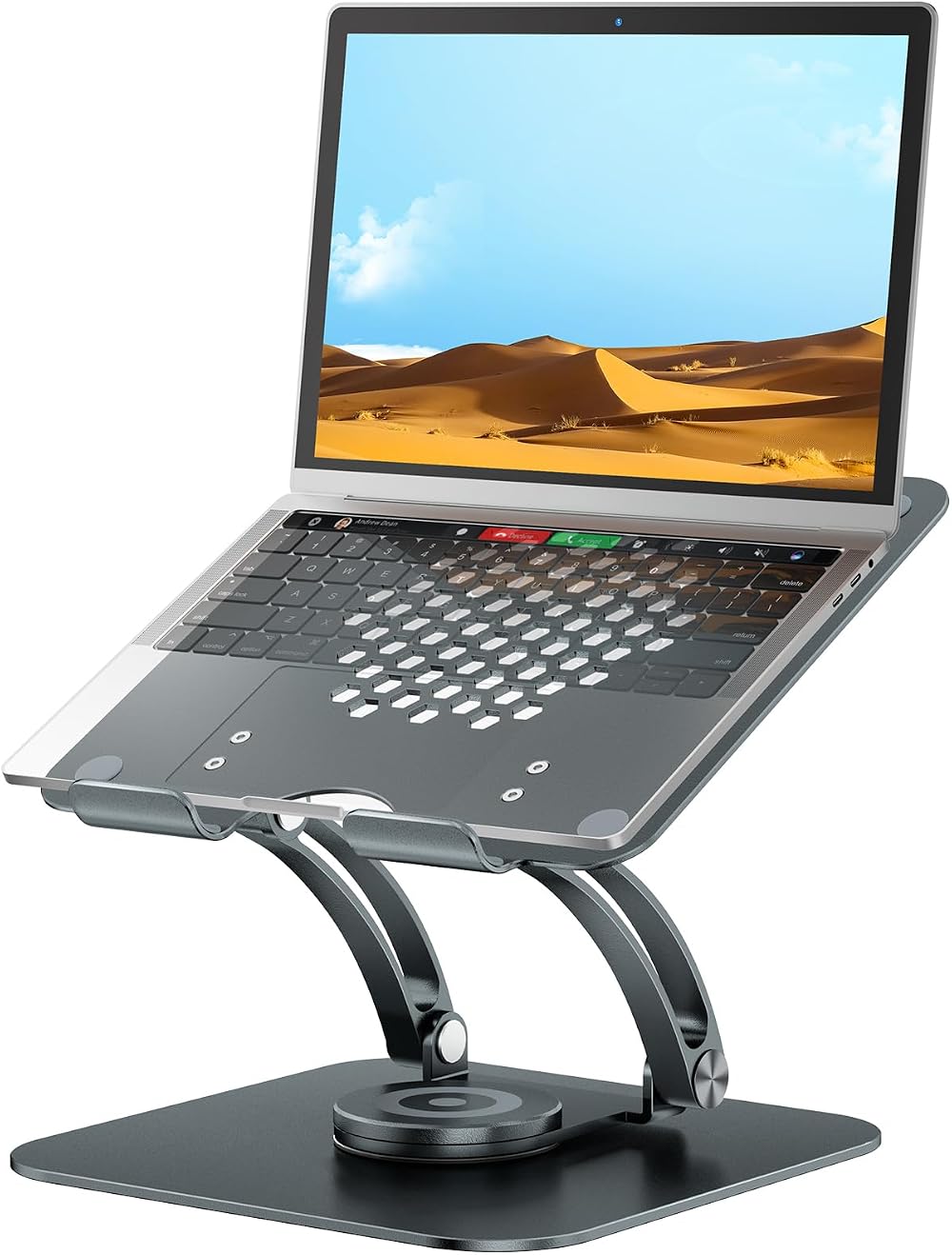 tounee Adjustable Laptop Stand 360° Rotating Base Aluminum 10-16 inch Gray