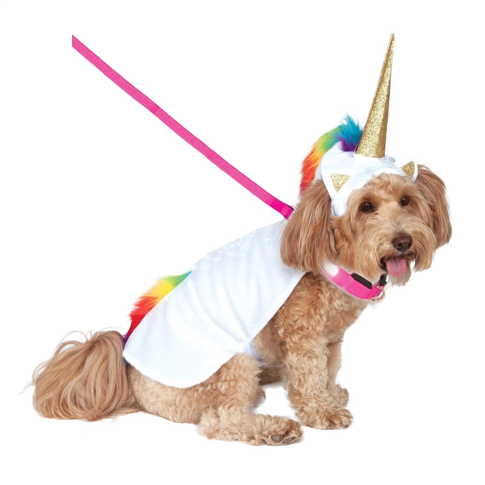 Official Rubie's Unicorn Cape with Hood & Light-Up Collar Pet Costume, Size X-Large Halloween Halloween