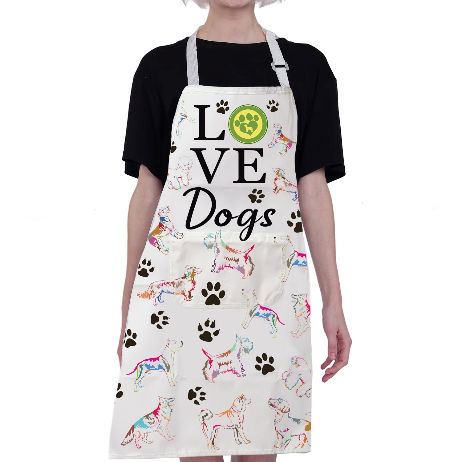 BNQL Dog Grooming Apron Cute Dog Apron Puppy Dog Waterproof Apron Dog Cooking Apron Dog Trainer Groomer Gifts Dogs Make Me Happy (Dog Lover Apron)