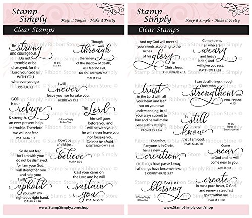 Stamp Simply Clear Stamps 2-Pack Christian Religious Fear Not and Words of Encouragement 17 Pieces 4x6 Inch Sheets