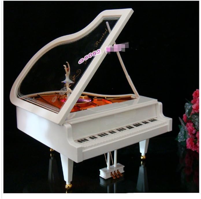 Mechanical Classical Ballerina Girl on the Piano Music Box with Colorful Light on Dancing Floor