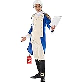 Morph George Washington Costume Adult With Wig, Founding Father Costume, Colonial Costumes Men, Halloween Costumes For Men