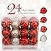 Valery Madelyn 24ct 60mm Luxury Red and Gold Shatterproof Christmas Ball Ornaments Decoration,Themed with Tree Skirt(Not Included)