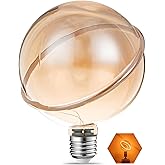 Sunaiony Large Globe Decorative Light Bulb 40 Watt Equivalent, LED Dimmable Big Round Unique Light Bulbs 4W 2200K E26 Base Amber Glass for Decorative