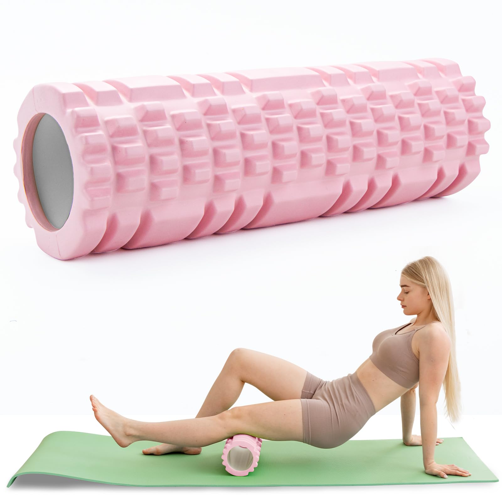 Foam Roller Trigger Point Fitness - Pink Rollers Muscle Massage Roller Yoga Pilates for Home Gym Multifunctional Foam Roller is Ideal for Muscle Strengthening Fitness and Massage of the Fascia.