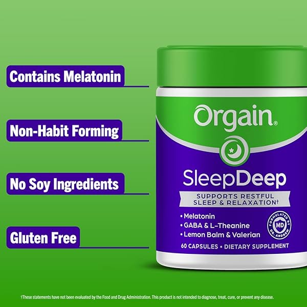 ORGAIN SLEEPDEEP, MELATONIN SLEEP AID SUPPORT SUPPLEMENT WITH MAGNESIUM, GABA, L-THEANINE, L-TRYPTOPHAN, CHAMOMILE, LEMON BALM & VALERIAN ROOT, GLUTEN FREE, DOCTOR FORMULATED – 60 COUNT, 30 DAY SUPPLY