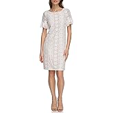 Jessica Howard Womens Short Sleeve Boat Neck Lace Shift Mini Dress