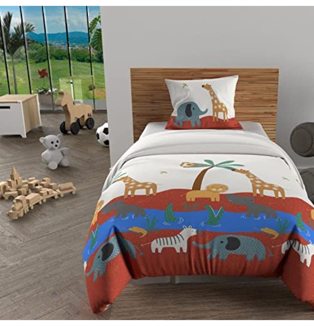 Soleil d'ocre, Savannah Brick Duvet Cover Set 140 x 200 cm, 100% Cotton, 57 Thread Count/cm²