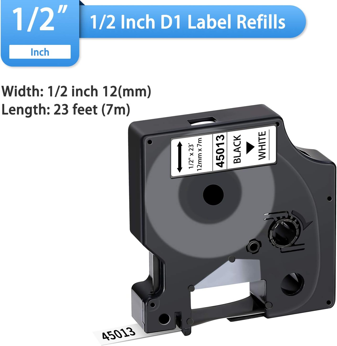 OfficeWorld 6-Pack Compatible Dymo D1 Label Tape 45013 S0720530 Black on White 1/2 Inch x 23 Feet for DYMO LabelManager 160 280 210D 360D 420P Wireless PnP 220P 260P 450D 500TS 450DUO Label Maker: Office Products