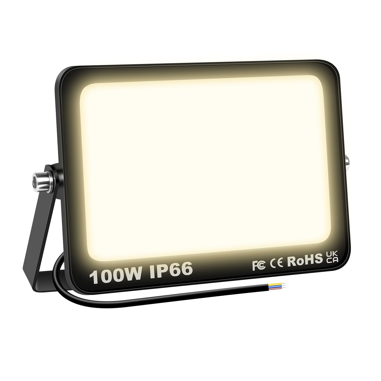 AUXTINGS LED Flood Lights,100W 9000LM Outdoor Security Lights Outside Lamp 4000K Warm White Spot Light Exterior Lighting for Yard Backyard House Court Stadium Parking,IP66 Waterproof 175V-260V