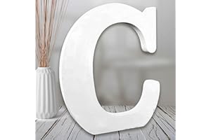 AOCEAN 8 Inch White Wood Letters, Unfinished Wooden Letters for Wall Decor Decorative Standing Letters Slices Sign Board Decoration for Craft Home Party Projects (C)