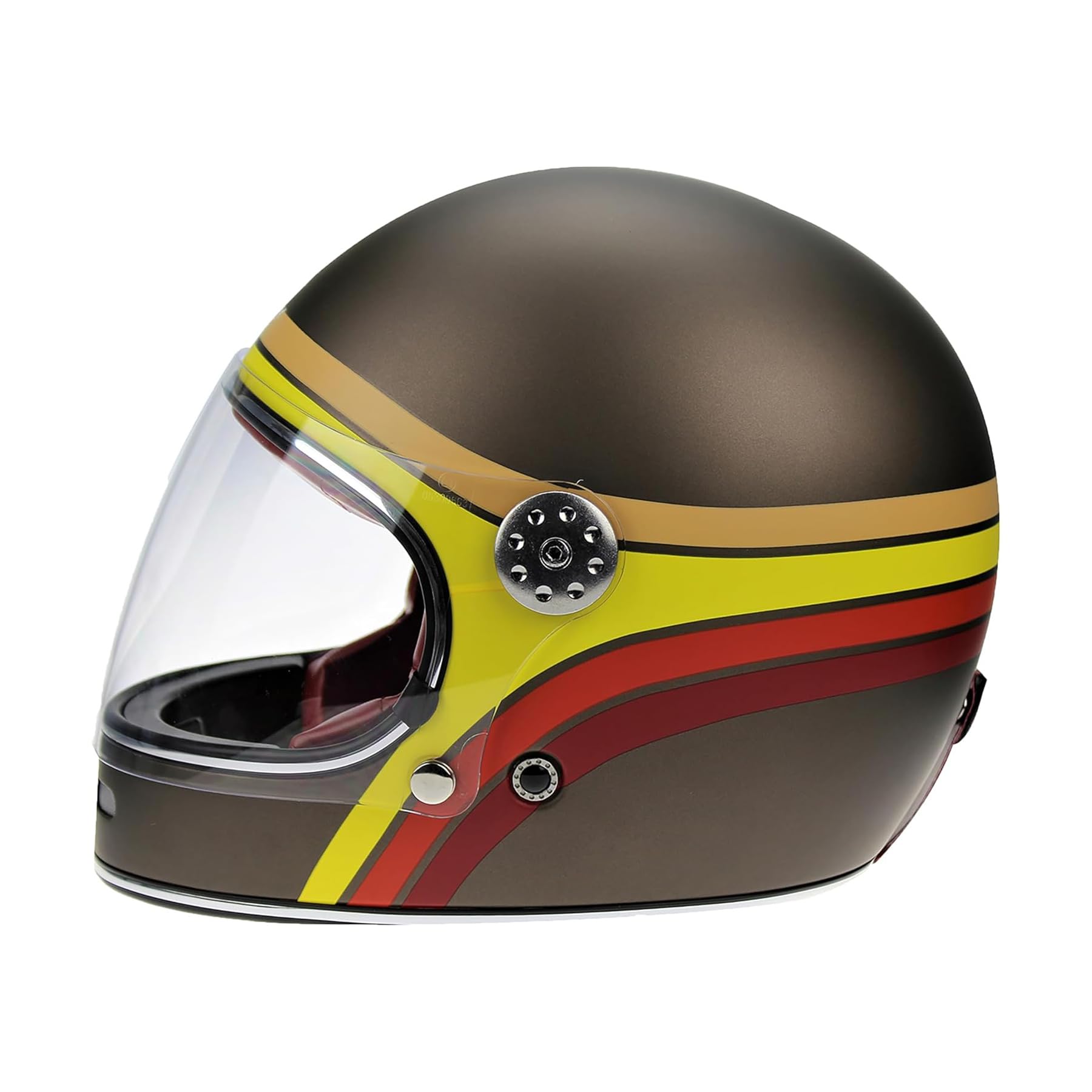 ViPER F656 Full Face Motorcycle Motorbike Helmet ECE 22.06 Approved Vintage Motorbike Helmets for Adult Men and Women Touring Urban Bike Safety Wear Full Face Helmet (Rust Stripe Graphic Matt,XL)