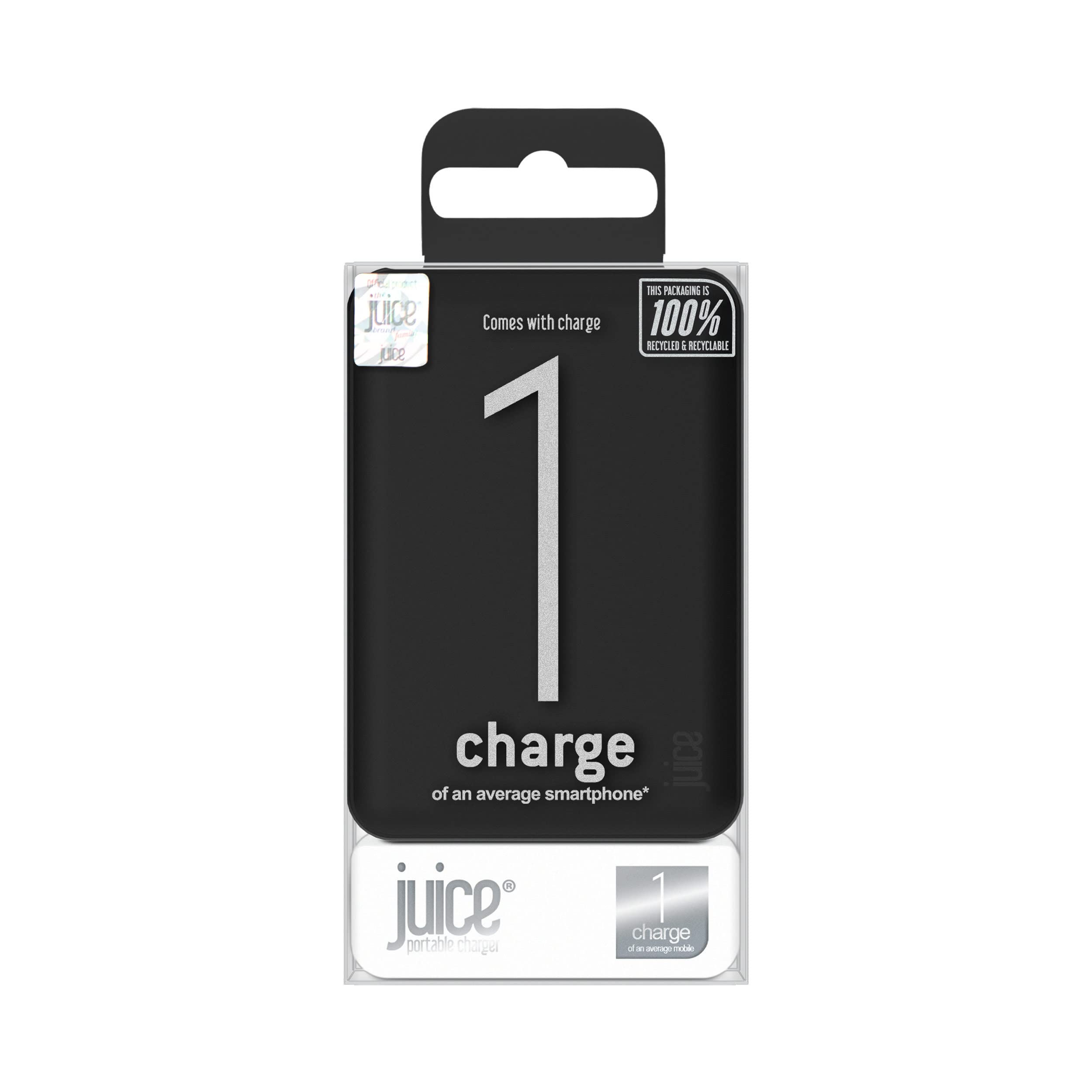 Juice Power Bank 4000mAh Portable Charger with 3 Ports (2×USB-A + USB-C) Fast Charging Battery Pack Up to 1 Full Smartphone Charge – Black