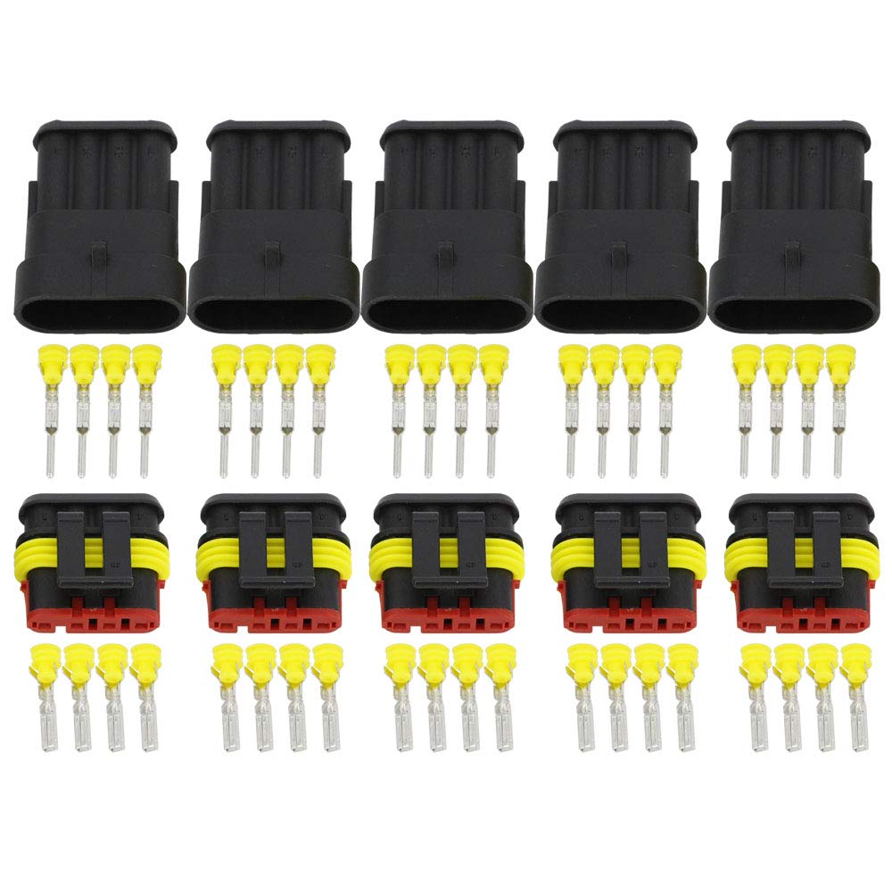 CNLW 5 Sets 4 Pin AMP Superseal 1.5mm Series Connectors DJ7041-1.5-11/21 Waterproof Electrical Wire Connector,Xenon lamp connector Automobile Connectors