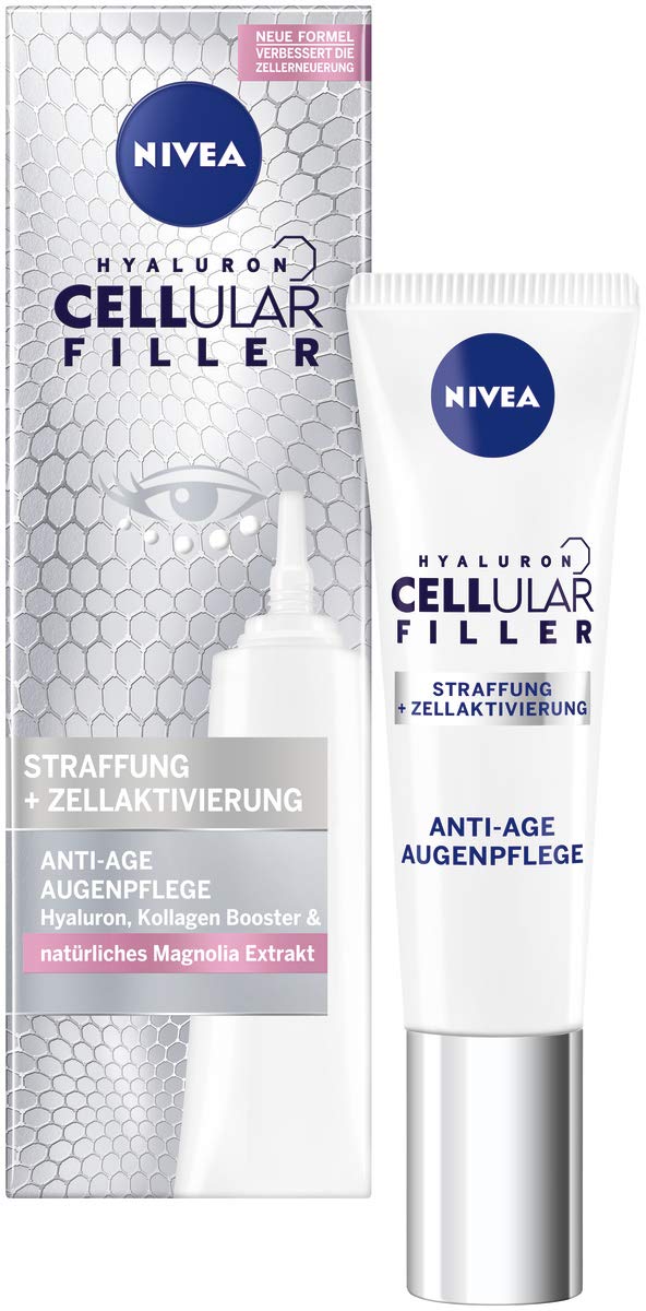 NIVEA Hyaluron Cellular Filler Anti-Age Augenpflege (15 ml), straffende Augencreme mit Magnolia Extrakt, Feuchtigkeitspflege mildert Falten und polstert auf
