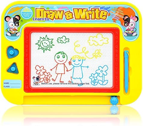 Magnetic Drawing Board Games Toy, Magna Doodle Colorful Erasable Drawing Board Writing Sketching Pad, Preschool Learning and Educational Toys for Toddlers Children Babies Boys Girls Travel Size