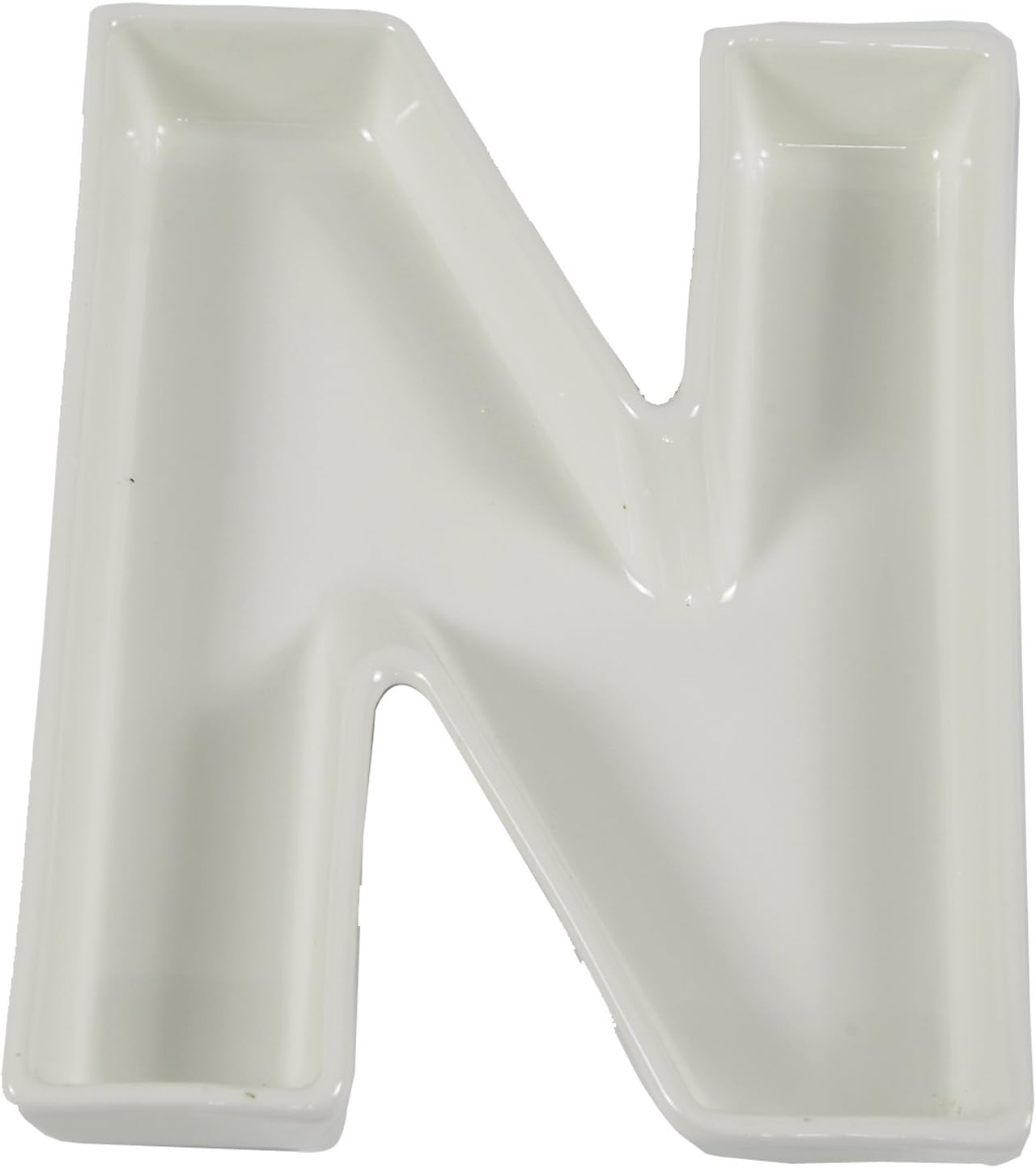 White Ceramic Letter Dish for Table Decoration, Letter N