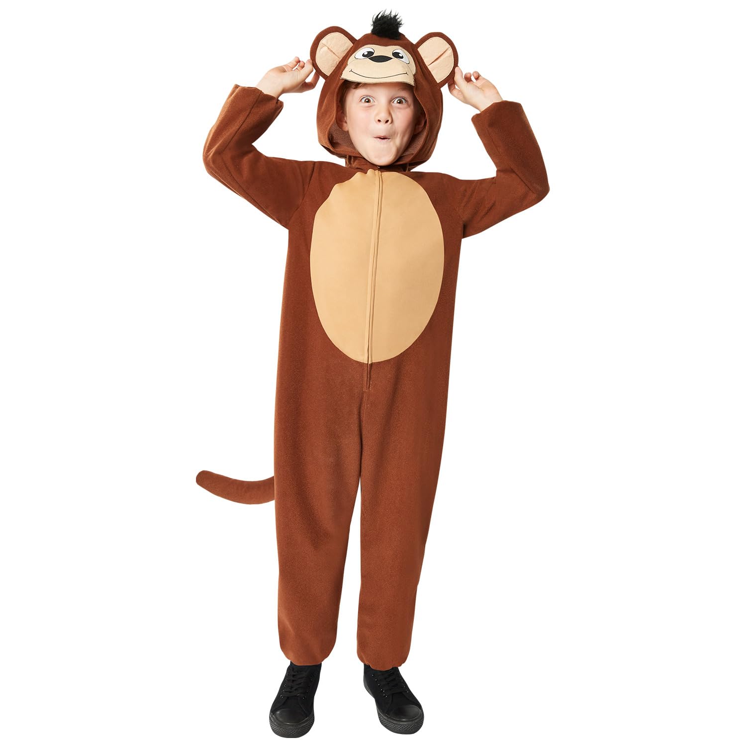 Amscan 9916818 - Kids World Book Day Monkey Hooded Jumpsuit Fancy Dress Costume Age: 3-4 Yrs