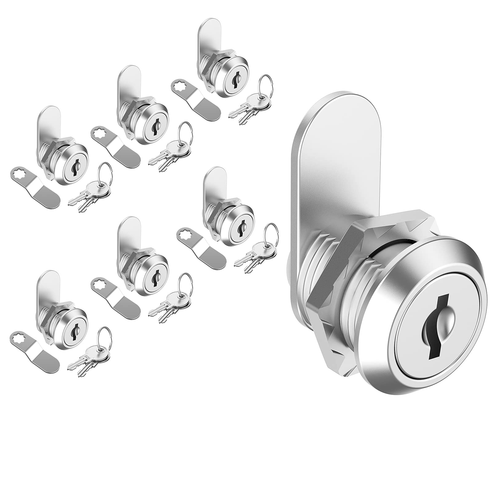 inBovoga 6 Pack Cabinet Locks with Keys, 5/8" Cam Lock Keyed Alike, Mailbox Lock Replacement Secure Drawer Tool Box Mail Box RV Door, Zinc Alloy