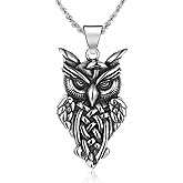 BIYONGDE Vintage Owl Animal Jewelry Pendant, Stainless Steel, 24 in Chain Necklace Unisex Men Women, Unique