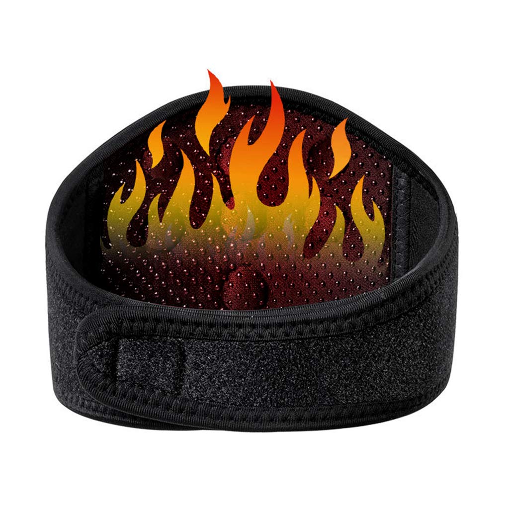 Medical Grade Neck Support Brace Strap for Neck Pain Relief and Bone Relaxer with Self Heating Neck Wrap and Tourmaline Adjustable Cervical Collar for Physical Therapy, Arthritis, Headaches (Black-a)