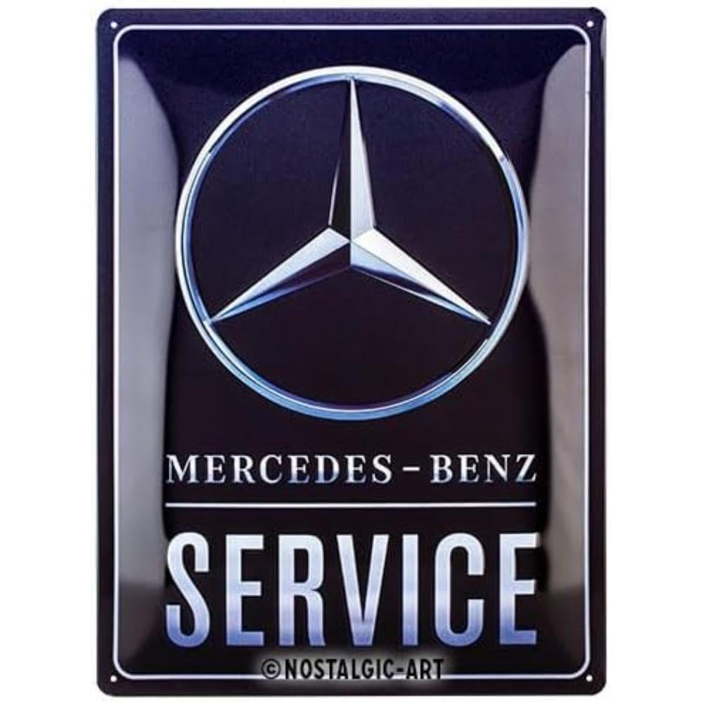 Nostalgic-Art Mercedes-Benz Retro Tin Sign - Service Blue - Gift Idea for Car Accessories Fans Metal Vintage Design 30 x 40 cm