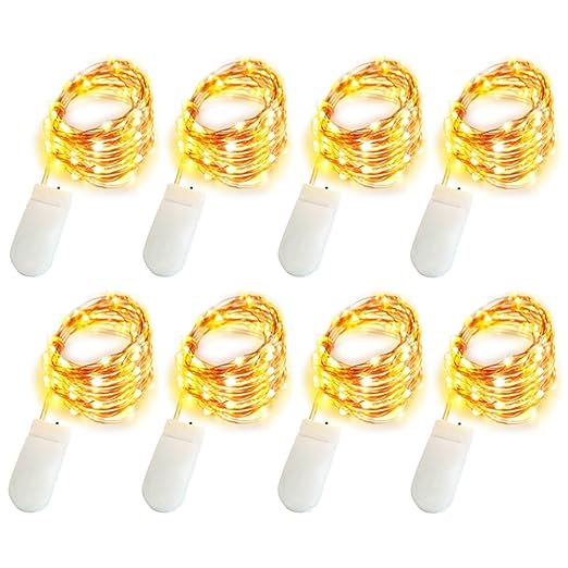 Ustellar 8er 3m 30 LEDs Lichterkette Kupferdraht IP65 Wasserfest Drahtlichterkette Batteriebetrieben LED Weihnachtsbeleuchtun