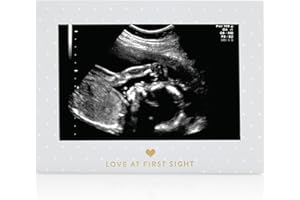 Little Blossoms by Pearhead Polka Dot Keepsake Sonogram Photo Frame, Gray