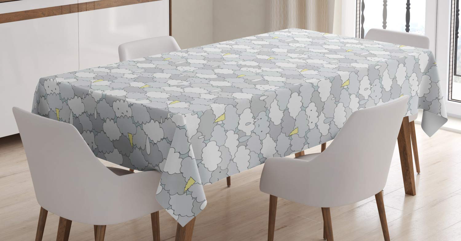 Amazon Com Ambesonne Grey And Yellow Tablecloth Sad Crying