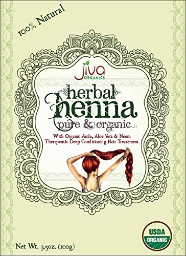 Jiva USDA Organic 100% Herbal Henna Powder 100 Gram - with Organic Amla, Aloe Vera & Neem!