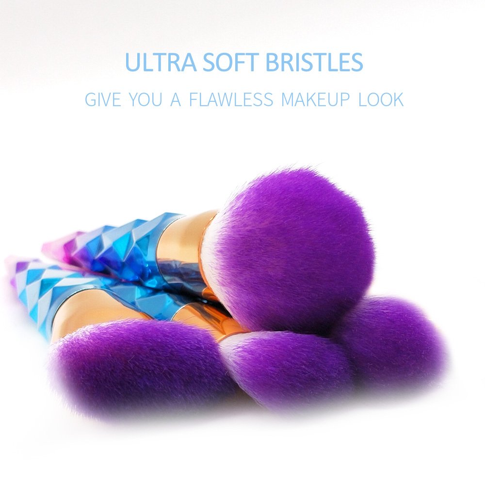 Makeup Brush Set 10 Pieces, L’aise vie Premium Synthetic Kabuki Foundation Face Powder Blush Eyeshadow Brush Lip Brushes Colorful Makeup Brush Kit Cruelty-Free Synthetic Fiber Bristles