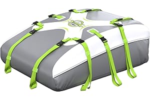 Sailnovo Car Roof Bag Rooftop Cargo Carrier 20 Cubic,Waterproof Cargo Roof Bag for Most Vehicles with/Without Roof Rack with Strap, Anti-Slip Mat,6 Door Hooks(Classic Gray-Green)