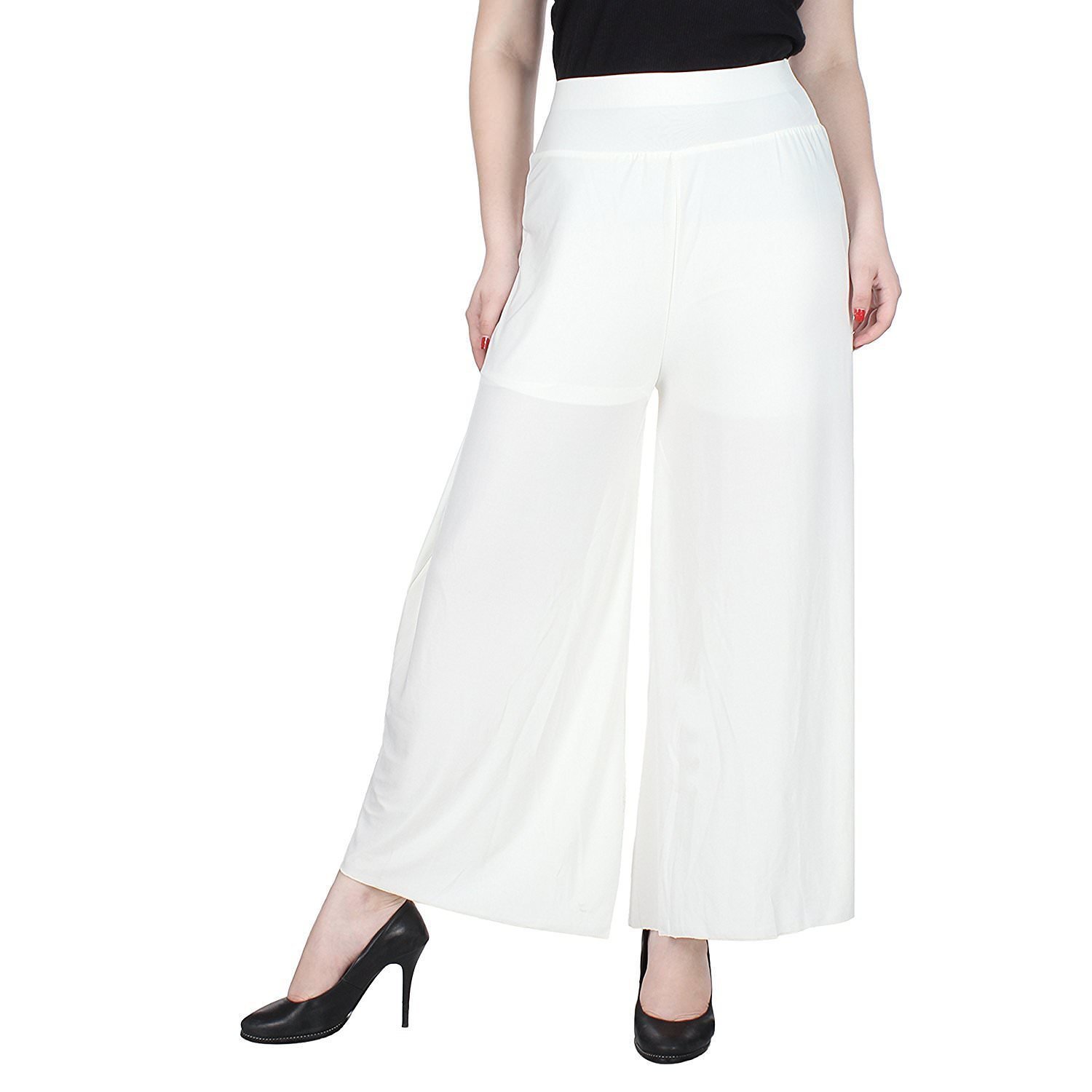 amasree women's lycra ankle length palazzos(amasree122_white_free size)