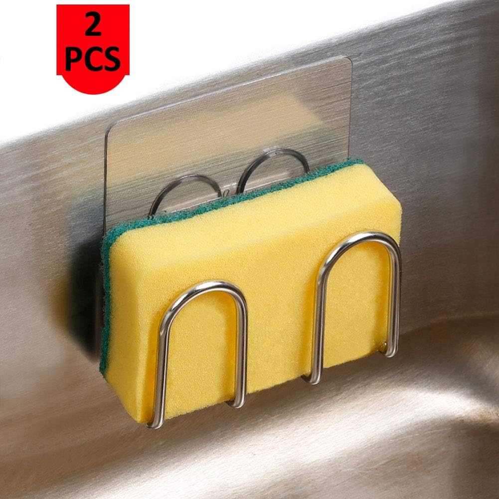 Sponge Holder For Kitchen Sink Caddy - In Sink Sponge Holder For Sponge Caddy -SUS304 Stainless Steel Rust Proof Water Proof - No Drilling (2Packs)