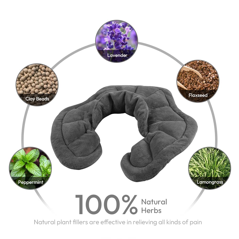 Microwavable Heated Neck Wrap Warmer and Shoulder Weighted Heating Pad Microwave for Hot and Cold Compress