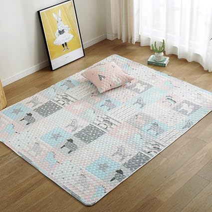 Amazon 持ち運びしやすい ベビー プレイマット Lサイズ 150 210cm リビングマット 大判ベビーマット 大きなプレイマット 広々 花柄 ベビー用ラグマット 軽量 軽い ギフト対応 北欧風 かわいい 70 90cm おしゃれ 北欧柄 マット ラグ ベビージム プレイマット ベビー