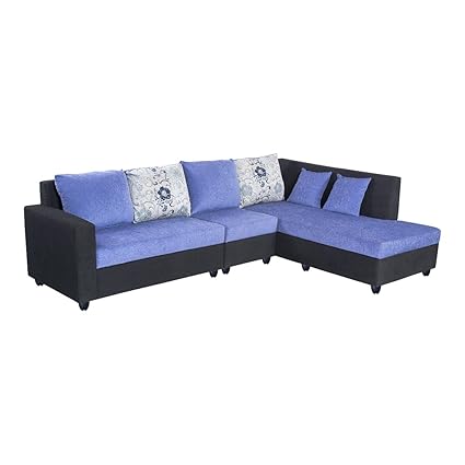 Bharat Lifestyle Nano L Shape Fabric Sofa Set Light Blue 2 1 D